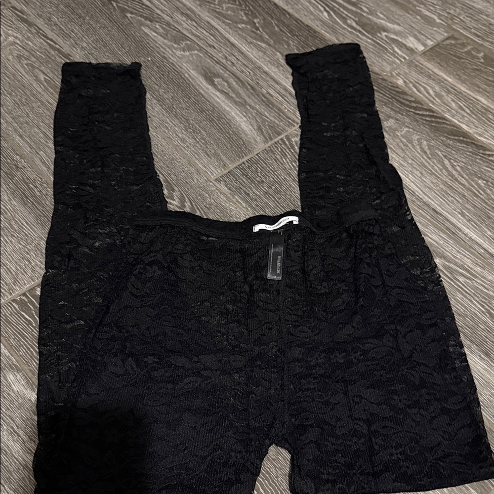 Anthropologie Women's Black Lace Leggings